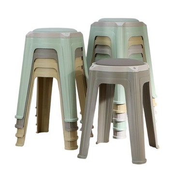 LOGIS "10入組"皮革軟墊圓凳 塑膠椅 餐桌椅 椅子 4色【OPST-H*10】淺綠