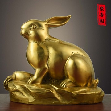 十二生肖兔純銅兔擺件招財風水工藝品家居客廳裝飾品擺設禮品