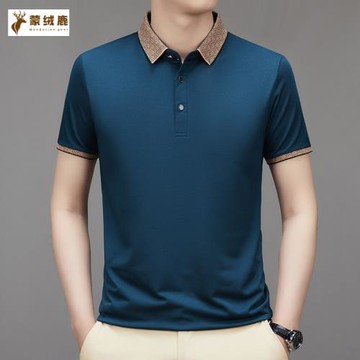 春夏季新款休閑彈力修身短袖翻領體恤套頭polo衫中年打底衫男t恤T