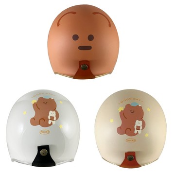 NIKKO 安全帽 N-401 布朗尼聯名系列 療癒文創熊熊來襲 麵包熊X巧克熊 全拆洗 皮革內裡 復古帽