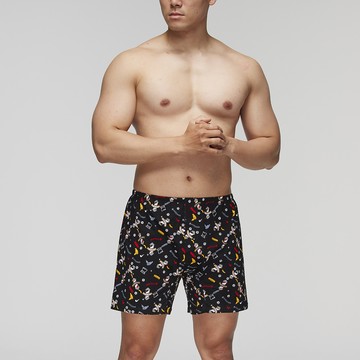 DADADO-帥氣老爹 M-3L印花四角男內褲(黑) 天然絲光棉-吸濕排汗-GHQ332BL