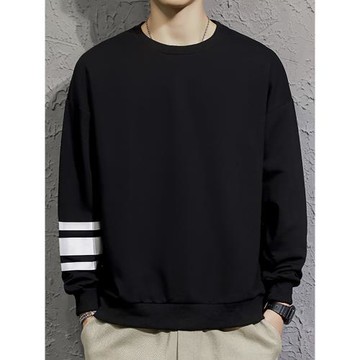 潮牌秋季衛衣男士薄款長袖t恤圓領寬松大碼潮流ins百搭打底衫內搭