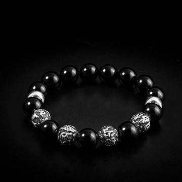 【JK銀飾】箴言戒律手串 [10/12mm]／925純銀【串珠、天然礦石】