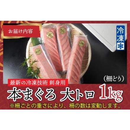 ふるさと納税 本マグロ　大トロ　1kg（柵どり） 福井県鯖江市