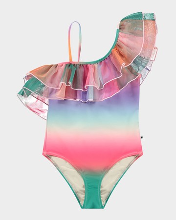 Girl's Nilla Ruffled One-Piece Swimsuit, Size 8-12