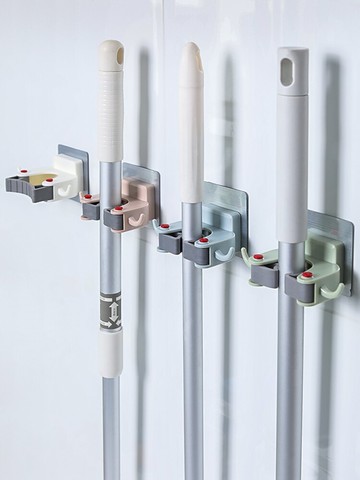 無痕強力拖把掛鉤卡座免打孔衛生間吸盤式掛壁固定掛架抹布拖布夾