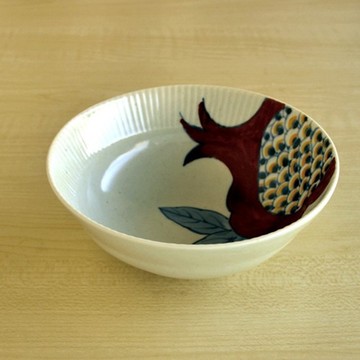 染錦石榴筱木碗（大）