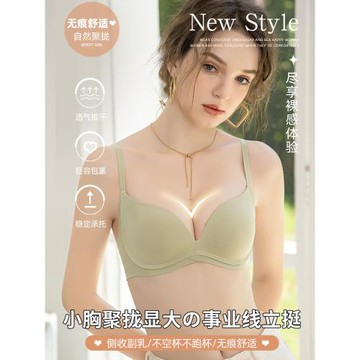 無痕內衣女小胸聚攏收副乳防下垂文胸顯大平胸專用薄款無鋼圈胸罩