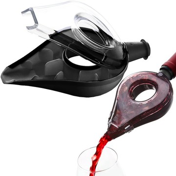 荷蘭 Vacu Vin 環型醒酒注酒器(黑) | 醒酒倒酒器 引酒器