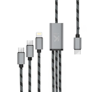 KTnet 廣鐸充電線 G40 Type-C 1對3 3A/15W快充  1.2m  灰色  1條