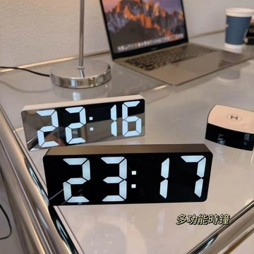隔日到貨🔥 桌面電子時鐘 小鬧鐘 LED夜光鏡面鬧鐘 靜音時間顯示器 顯示器擺件 桌上擺件 數字台式鐘錶