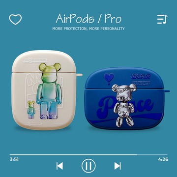 暴力熊卡通 Airpods耳機保護套 送掛鉤 矽膠耳機套 蘋果耳機保護套 Airpods pro 1 2 3 耳機保護套