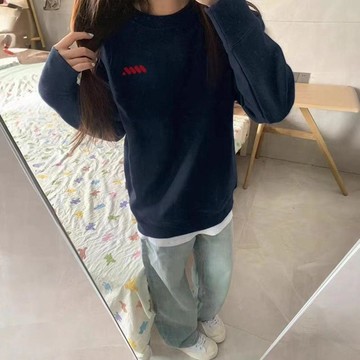 【臺灣出貨】美式復古圓領衛衣女 春秋薄款百搭慵懶風大學T oversize套頭長袖上衣