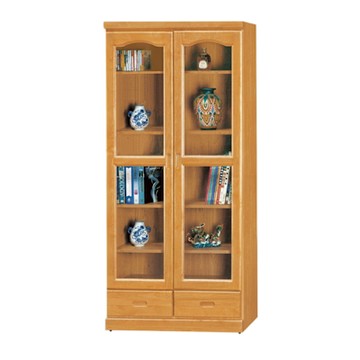 文創集 夏皮斯2.8尺二門下二抽書櫃-84x33x181cm免組