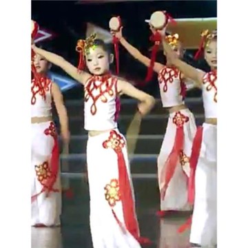 微風鼓韻兒童心鼓韻開門紅喜慶場舞鳳陽花鼓戲新款中國夢演出服裝
