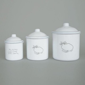 AXCIS- 手繪畫琺瑯收納罐 cat貓  C&D