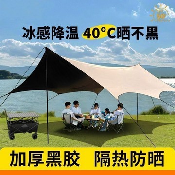臺灣-出貨💖免運【官方正品】黑膠天幕帳篷戶外防雨防曬野營露營八角蝶形遮陽棚