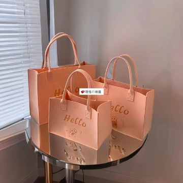 可開發票☆【臺灣精品】💕ins風女包大容量上課手提袋森系高顏值毛氈單肩包百搭禮品
