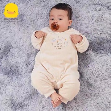 黃色小鴨嬰兒連體衣保暖秋冬男女寶寶鋪棉哈衣夾棉加厚爬服棉衣