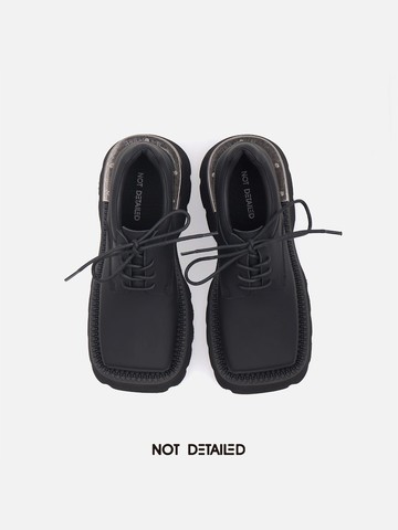 notdetailed原創 方頭厚底德比鞋 啞面質感黑色單鞋 男女同款