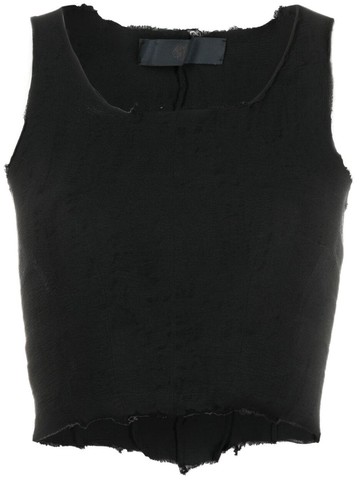 Marc Le Bihan - raw-edge cropped top - women - Silk/Polyamide/Elastane - 40 - Black