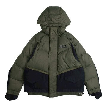 Nike x sacai Sports Loose Splicing hooded down Jacket 'Olive Green'