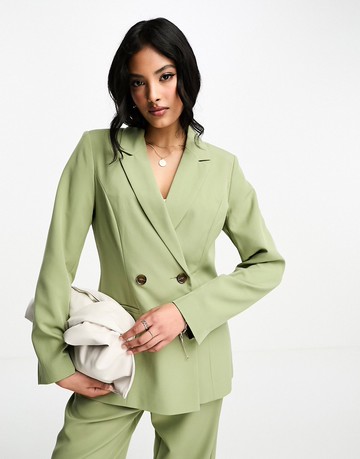 Miss Selfridge oversized double breasted blazer in khaki - KHAKI - KHAKI-Green