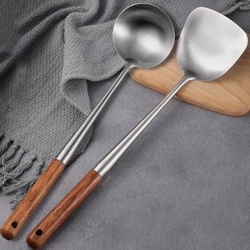鍋鏟炒勺304不銹鋼炒菜鏟子長柄家用廚房廚具套裝湯勺子廚師專用