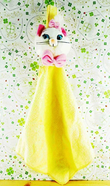 【震撼精品百貨】The Aristocats Marie 迪士尼瑪莉貓 造型擦手巾-黃 震撼日式精品百貨