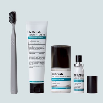 口腔保健全套家庭組 丁香漱口水*2+丁香口腔噴霧*2+尤加利牙膏*2+1950牙刷(灰)*2