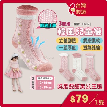 女童 襪子【台灣製+發票】童襪/透氣/女寶襪/公主風/花邊襪/網眼/大童/棉襪/蕾絲/型號:B502【FAV】