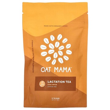 Oat Mama, 泌乳幫助茶，印度茶香辛料，無咖啡萃取，14 茶包，32 克