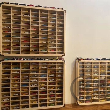 ▽☏✙實木多格收納盒風火輪小汽車木柜5060格1:64多美卡木盒免組裝化妆收纳首饰收纳客制尺寸野营复古木箱