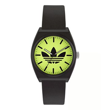 【ADIDAS 愛迪達】Project Two 樹脂錶帶_AOST25549_黑X螢光黃_38mm