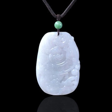 冰種翡翠巧雕雕花懷古牌項鍊 | 天然緬甸玉翡翠A貨 | 送禮