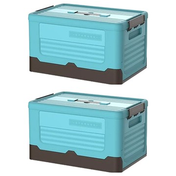 撞色摺疊收納箱 承重5kg  湖水藍  小款  2個