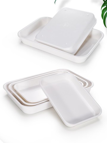 仿瓷熟食托盤白色塑料長方形加深盤子商用涼菜鹵味鹵菜展示盤