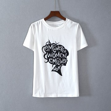 女裝短袖修身圓領青春簡約字母印花T恤衫顯瘦氣質