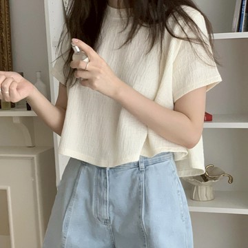 韓版不規則寬鬆半袖別緻短袖上衣【T568】