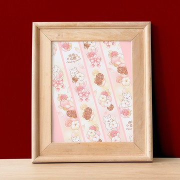 綿綿花圈 兔 │和紙白墨紙膠帶│