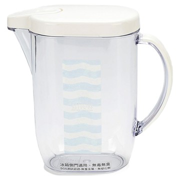 KEYTOSS 詰朵斯 WATER 環保專利設計水壺 廣口瓶易於清潔 蓋中蓋設計不易撒出 雙重手把複合材質穩固好握取  白色 + 透明色  1.5L  1個