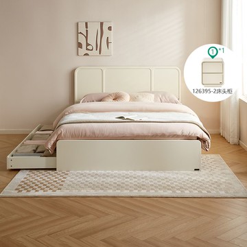 公司貨 免運板式床簡約現代奶油風寬大床屏小戶型臥室儲物收納雙人床 床架 單人床 雙人床 多功能床 板式床 實木床 儲物床 收納床 兒童床P