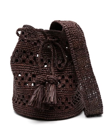 Manebi - single-strap raffia crossbody bag - women - Raffia/Calf Leather - One Size - Brown