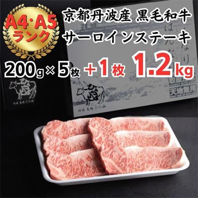 ふるさと納税 亀岡市 京の肉ひら山厳選 黒毛和牛A5、A4 サーロインステーキ5枚 1枚増量 計6枚1.2kg