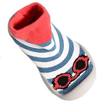 可愛止滑膠底透氣輕量學步鞋 嬰兒鞋 1雙 26-27cm 棉布  眼鏡超人 藍色條紋