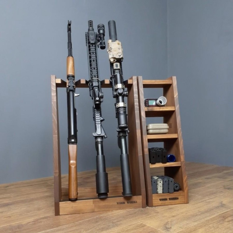 WOODWORKS ガンラック 3丁掛 + マガジンラック お得な2点