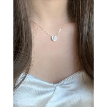 「梔香」天然淡水珍珠吊墜項鏈女925純銀頸鏈鎖骨鏈輕奢小眾首飾