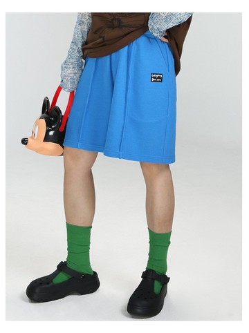 寬松休閒華夫格短褲女居家外穿闊腿五分褲