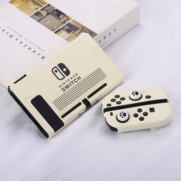任天堂oled分體式手柄硅膠軟全包白色可插底座switch硬殼保護殼NS