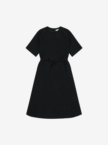 See-through Detail Belted Short-sleeve Dress (BKOAE2531)